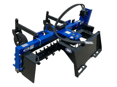 The power rake has a series of rotating tines that dig into the soil and loosen it up.